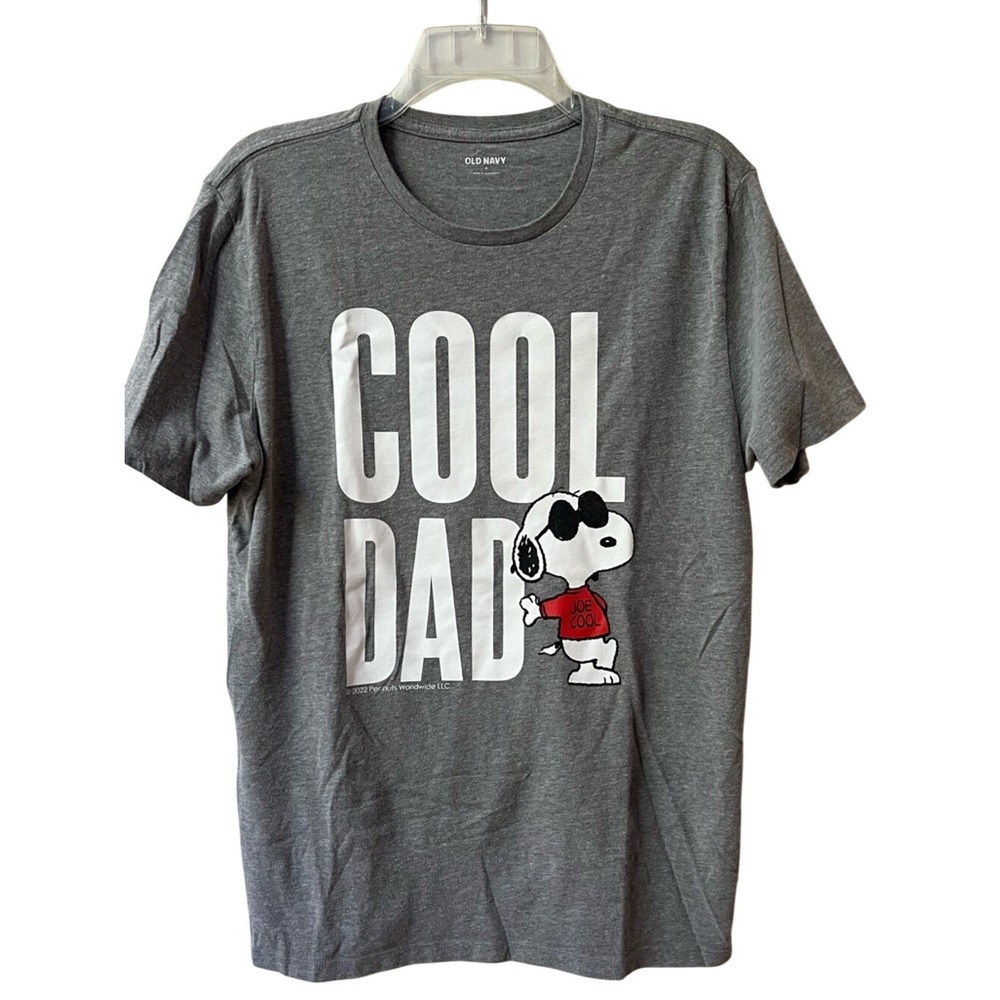 Old Navy Snoopy Cool Dad Graphic Short Sleeve T Shirt Mens Medium Gray White